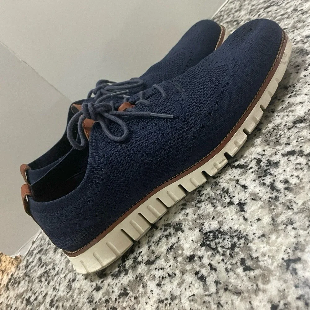 Cole Haan ZeroGrand Stitchlite Navy Blue Wingtip Oxford Shoes C24947 Mens 9M